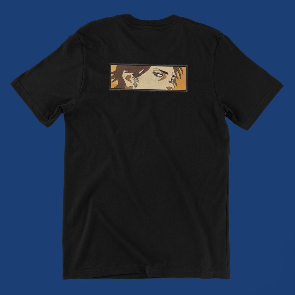 New- White&black Embroidered anime box T-shirt